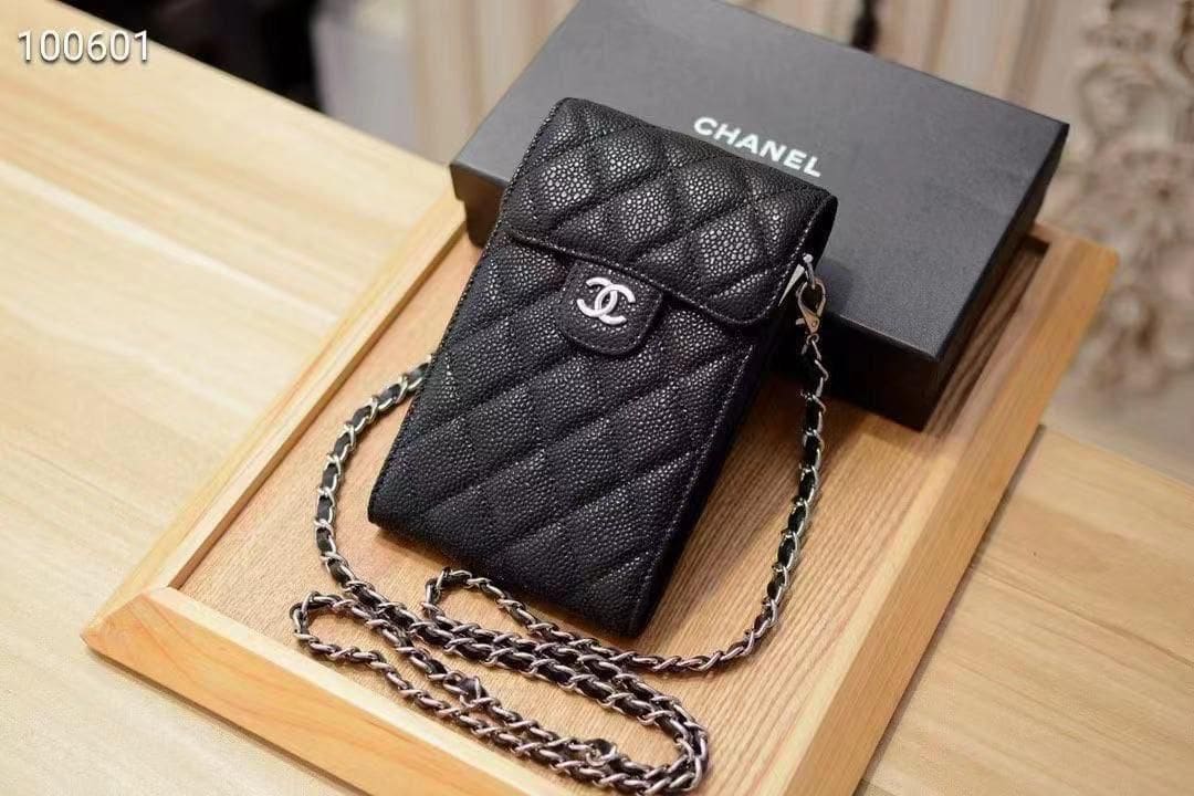 8257 Chanel  black classic phone bag