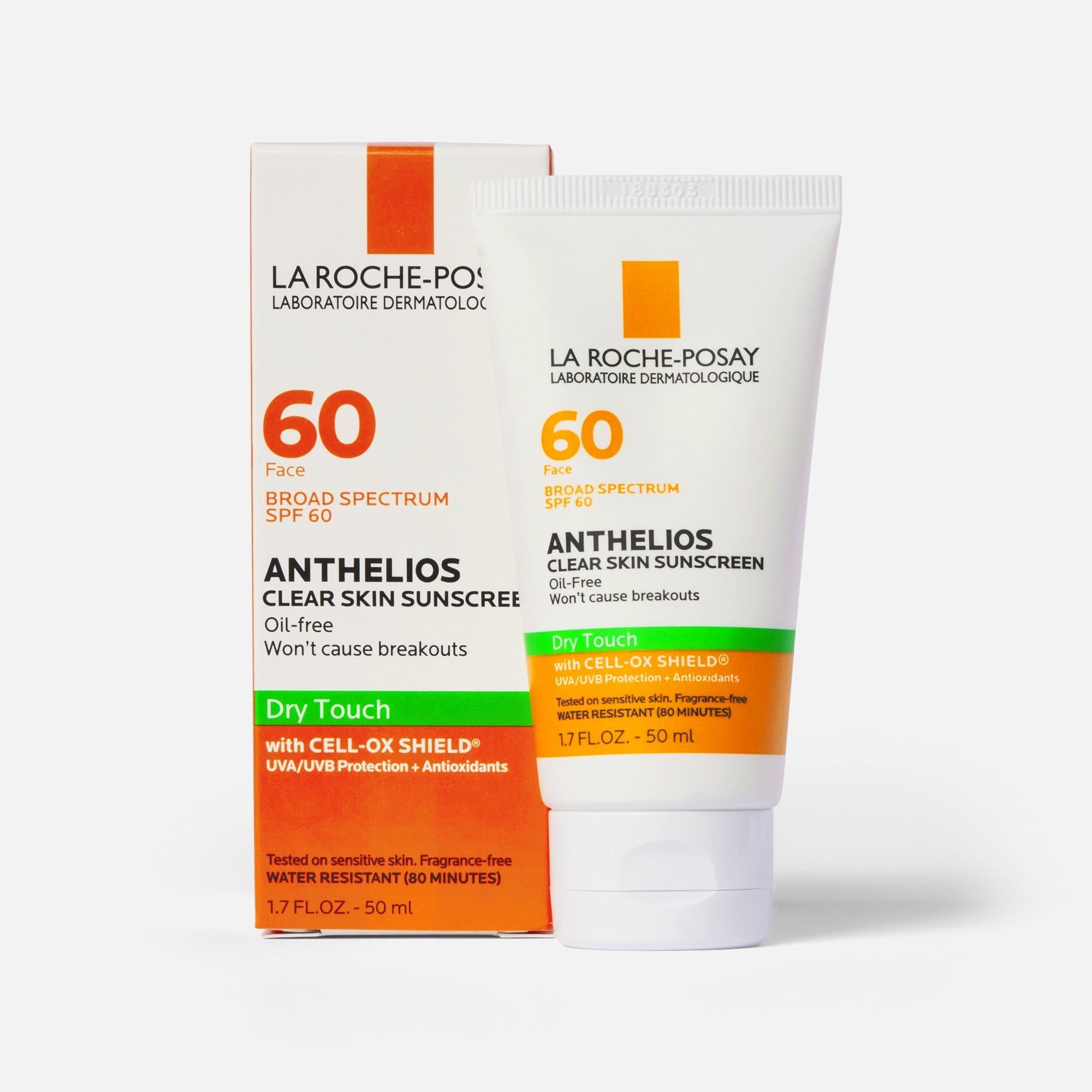 9051 La Roche-Posay Anthelios Clear Skin, Dry Touch Face Sunscreen, Oil Free with SPF 60 50 ml
