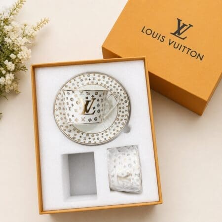 0237 Elegant Gold Monogram Tea Cup Set 🎁☕️