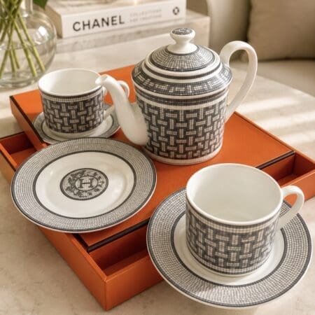 Aw 0210 Luxury Grey Mosaic Tea Set